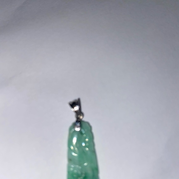 Teardrop Green Ombre Jade Hand Carved Oval Necklace- Luck and Prosperity - Picture 8 of 8